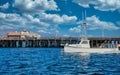 Fishing Boat Past Santa Barbara Pier Royalty Free Stock Photo