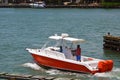 Fishing Boat Powered by Two Outboard Engines Royalty Free Stock Photo