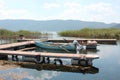 Fishing boat at Prespes Lake Florina northern Greece Royalty Free Stock Photo