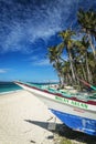 Fishing boat on puka beach tropical paradise boracay philippines Royalty Free Stock Photo