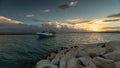 A fishing boat returning to port in Spain. Royalty Free Stock Photo