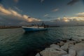 A fishing boat returning to port in Spain. Royalty Free Stock Photo