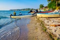 Fishing boat returns from fishing Royalty Free Stock Photo