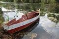 Fishing boat at river in Pereslavl, Russia Royalty Free Stock Photo