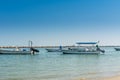 Fishing boat sailing at the sea in the corniche park, the city of Dammam, Kingdom of Saudi Arabia Royalty Free Stock Photo