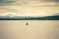 Fishing Boat and scandinavian Landscape Royalty Free Stock Photo