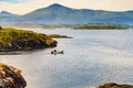 Fishing boat on sea, Atlantic road 11 July 2018, Norway Royalty Free Stock Photo