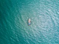 Fishing boat in The Sea. Bird eye view from drone Royalty Free Stock Photo