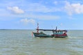 Fishing ship on the sea and blue sky of Thailand Royalty Free Stock Photo