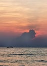 The fishing boat in the sea in the morning Royalty Free Stock Photo