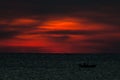 Fishing boat in the sea at sunset Royalty Free Stock Photo