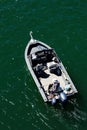 Fishing Boat Seen From Above On Rogue River Oregon Royalty Free Stock Photo