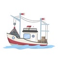 Fishing boat or ship full of fish Royalty Free Stock Photo