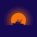 Fishing boat silhouette at sunset Royalty Free Stock Photo