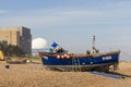 Fishing boat on Sizewell beach. Suffolk. UK