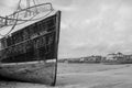 Fishing boat in a small town