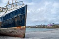 Fishing boat in a small town