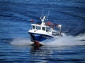 Fishing Boat `Acadia` Underway at Speed. Royalty Free Stock Photo