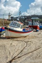 Fishing Boat, St Ives Harbour at low tide, Cornwall Royalty Free Stock Photo