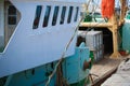 fishing boat stands in port, maritime transport theme Royalty Free Stock Photo