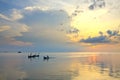 Fishing boat sunrise, Royalty Free Stock Photo