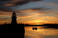 Fishing boat in sunrise