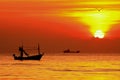 Fishing boat sunrise, thailand Royalty Free Stock Photo