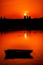 Fishing Boat and Sunset in Ankara Turkey Royalty Free Stock Photo