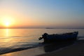 Fishing boat at sunset Royalty Free Stock Photo