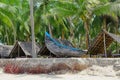 Fishing Boat on Tropical beach in  Kerala. India Royalty Free Stock Photo