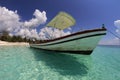 Fishing boat on tropical caribbean beach Royalty Free Stock Photo