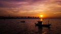 Fishing boat in Twilight time Royalty Free Stock Photo