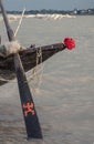 The fishing boat waiting in the bank of river. Royalty Free Stock Photo