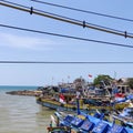fishing boat wharf on the coast of Java Royalty Free Stock Photo