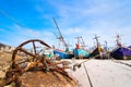 Fishing boats aground on the beach over cloudy sky at Prachuap K Royalty Free Stock Photo