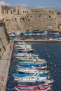 Fishing boats along the city wall of Gallipoli