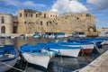 Fishing boats along the city wall of Gallipoli