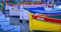 Fishing boats along the French Riviera on the Mediterranean Sea at Nice, France Royalty Free Stock Photo