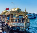 Fishing Boats Along the Golden Horn in Istanbul, Turkey. Royalty Free Stock Photo