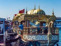 Fishing Boats Along the Golden Horn in Istanbul, Turkey. Royalty Free Stock Photo