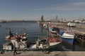 Fishing boats alongside in Cape Town harbour. South Africa. Royalty Free Stock Photo