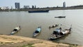 Fishing boats houseboats cargo Cambodia river