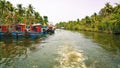 Fishing boats anchored in the backwaters in Kerala,India