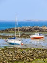 Fishing boats in a bay during outflow Royalty Free Stock Photo