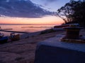 Some fishing boats at the beach of the Baltic Sea shortly befor sunrise Royalty Free Stock Photo