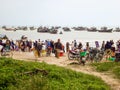 Fishing boats beach fish market - Vietnam Royalty Free Stock Photo