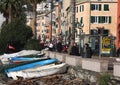 The fishing boats on the beach of Genoa Pegli