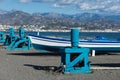 Fishing boats from the beach of Malaga, Spain Royalty Free Stock Photo