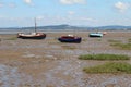 Fishing Boats on Beach at Morecombe Royalty Free Stock Photo