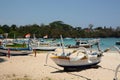 Fishing boats on the beach. Padangbai. Bali. Indonesia Royalty Free Stock Photo